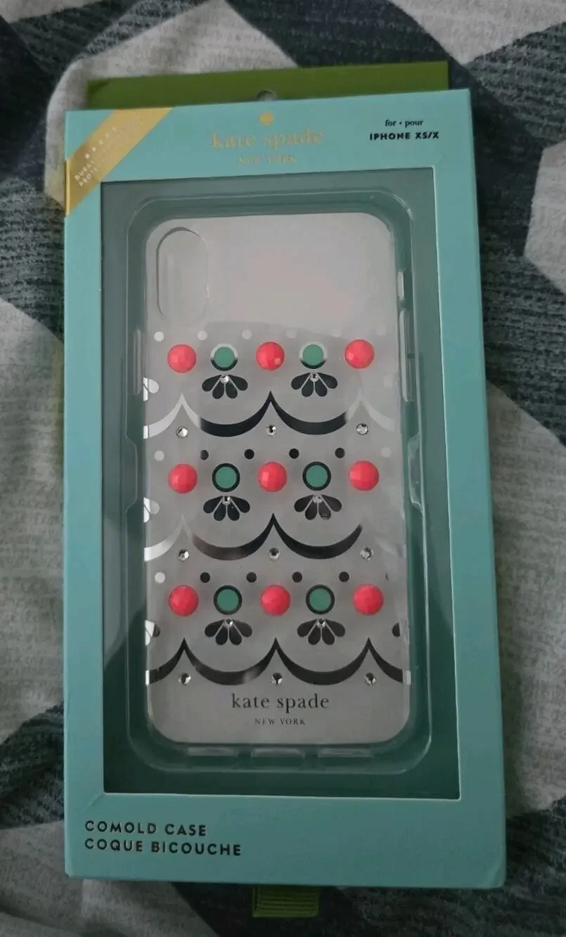 Kate Spade New York Clear Embellished Scallop Studs Case iPhone X/XS NEW NIB